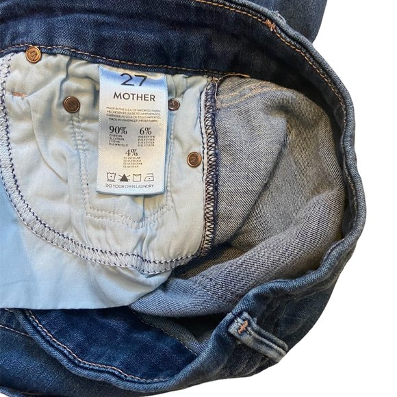 Mother The Looker Jeans Sea of Secrets Cut Dark Wash Women's 27 Mid Rise Skinny - Picture 7 of 13